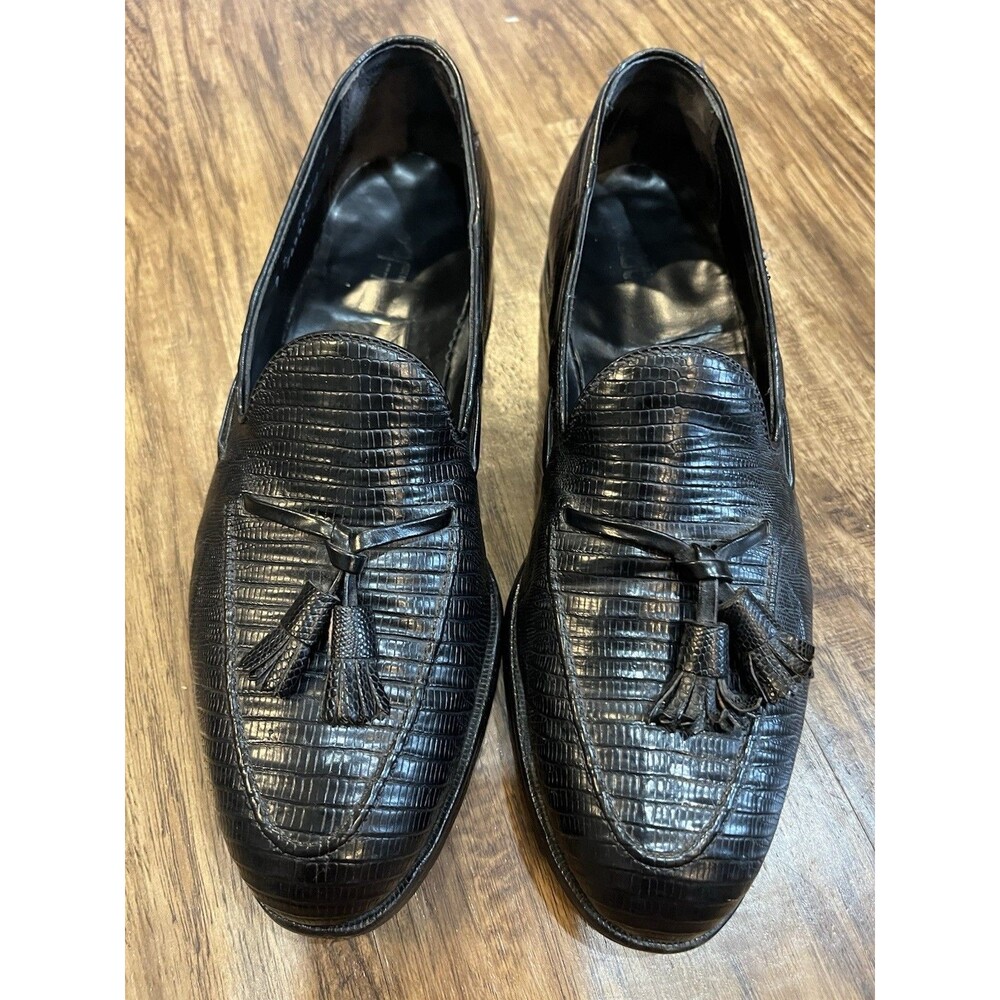 Footjoy Classics 74732 Exotic Black Lizard Tassel Loafers Mens 9 D Made in USA